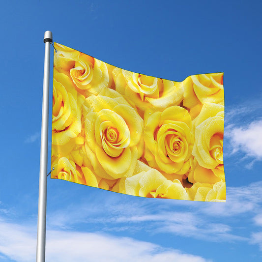 Yellow Rose Print Polyester Flag