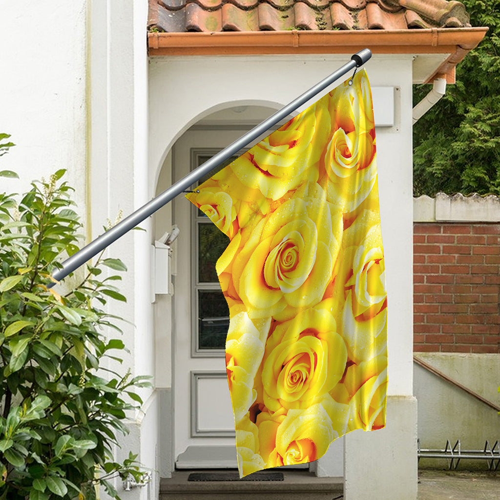 Yellow Rose Print Polyester Flag
