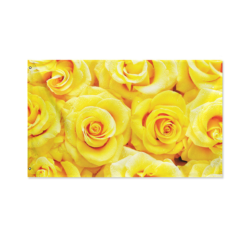 Yellow Rose Print Polyester Flag