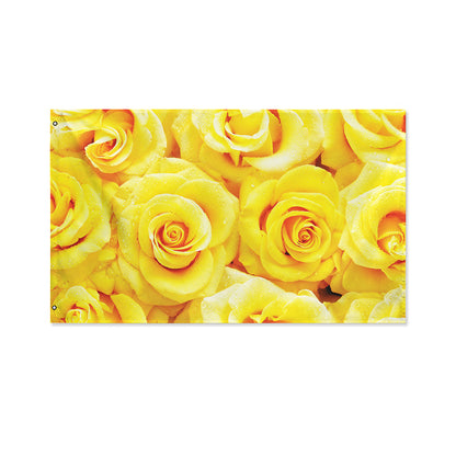 Yellow Rose Print Polyester Flag
