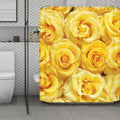 Yellow Rose Print Polyester Shower Curtain