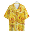 Yellow Rose Print Rayon Hawaiian Shirt