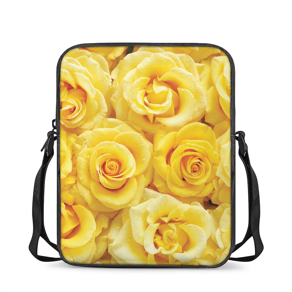 Yellow Rose Print Rectangular Crossbody Bag