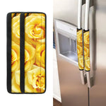 Yellow Rose Print Refrigerator Handle Covers