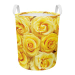 Yellow Rose Print Round Laundry Basket