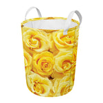 Yellow Rose Print Round Laundry Basket