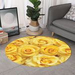 Yellow Rose Print Round Rug