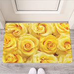 Yellow Rose Print Rubber Doormat