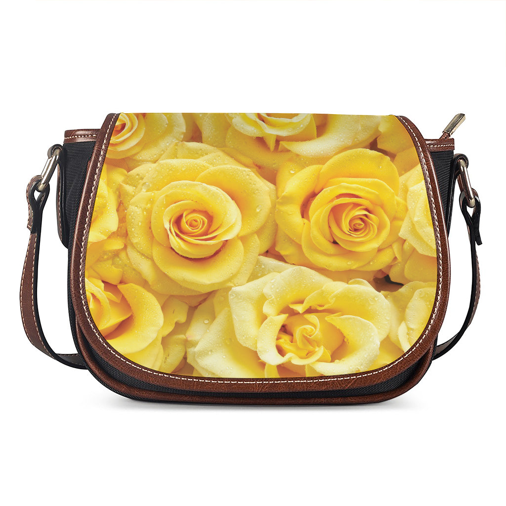 Yellow Rose Print Saddle Bag