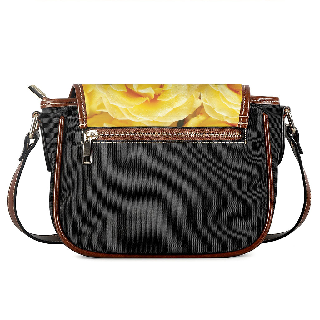 Yellow Rose Print Saddle Bag