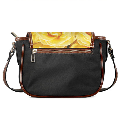 Yellow Rose Print Saddle Bag