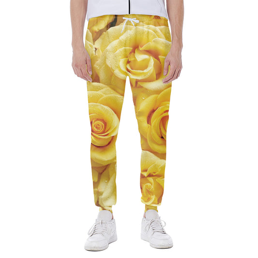 Yellow Rose Print Scuba Joggers