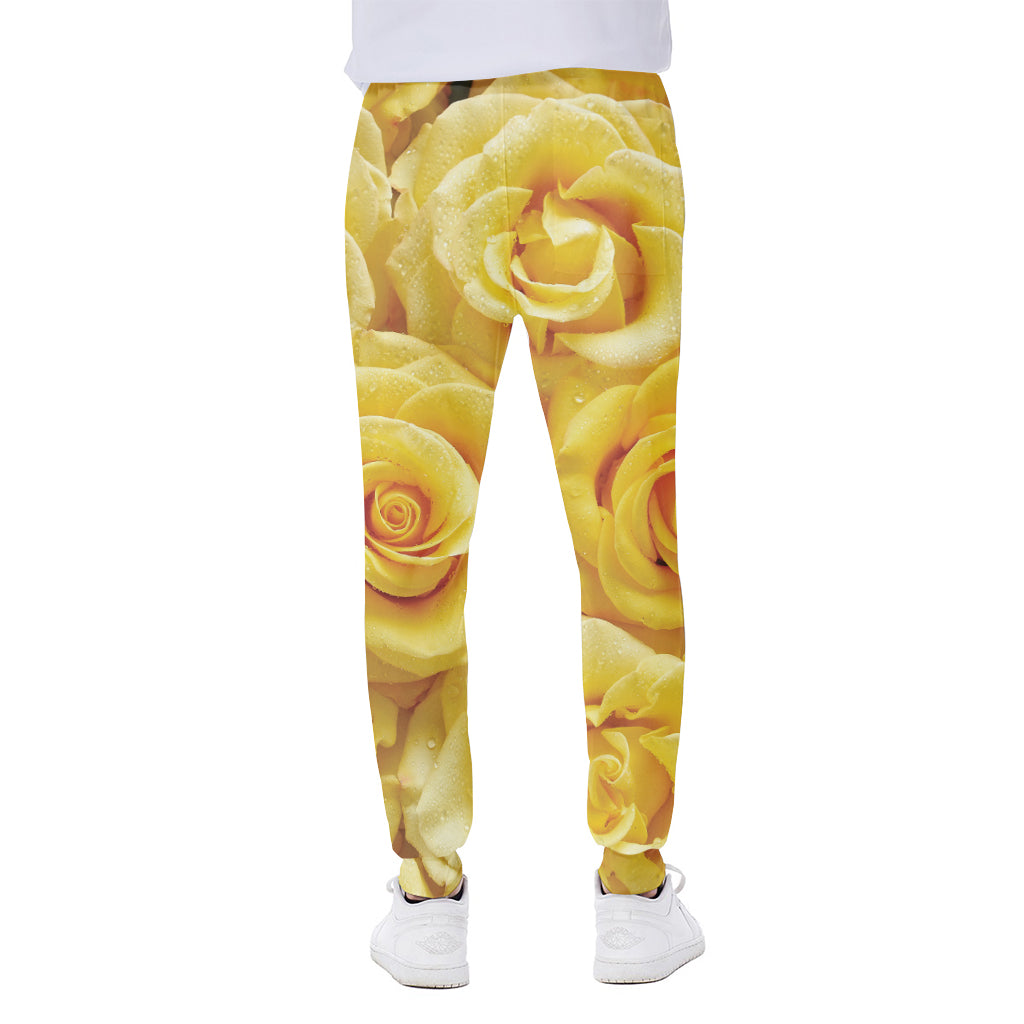 Yellow Rose Print Scuba Joggers