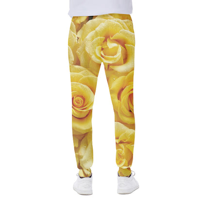 Yellow Rose Print Scuba Joggers