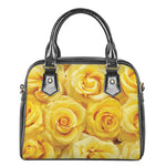 Yellow Rose Print Shoulder Handbag
