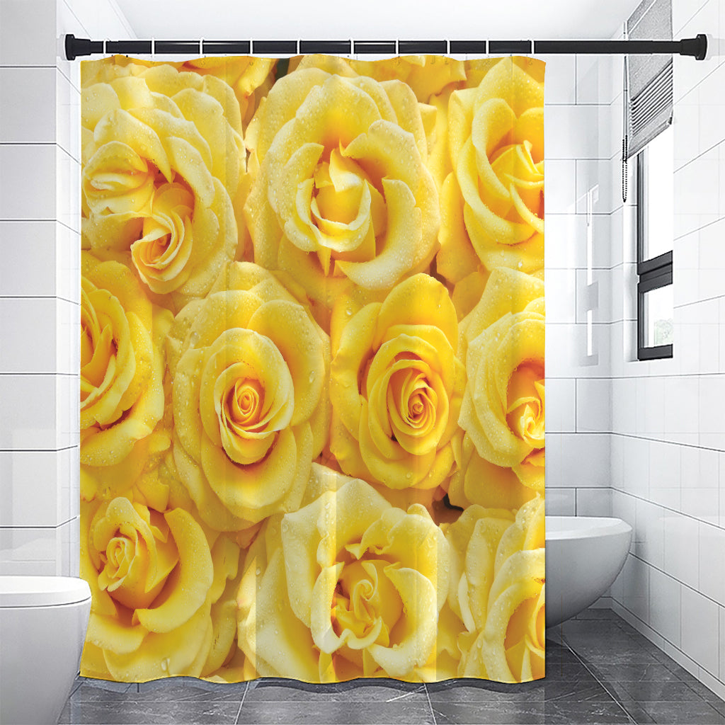 Yellow Rose Print Shower Curtain