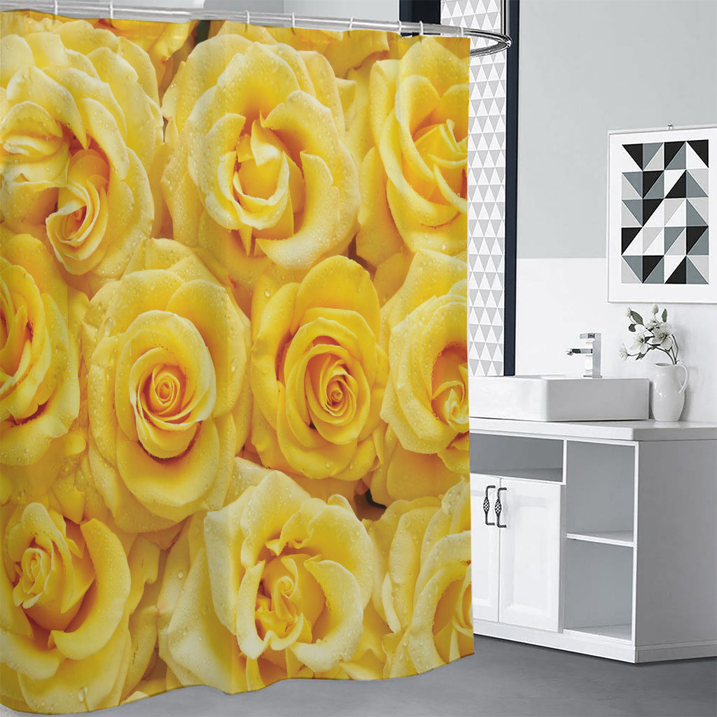 Yellow Rose Print Shower Curtain