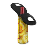 Yellow Rose Print Single Neoprene Wine Tote