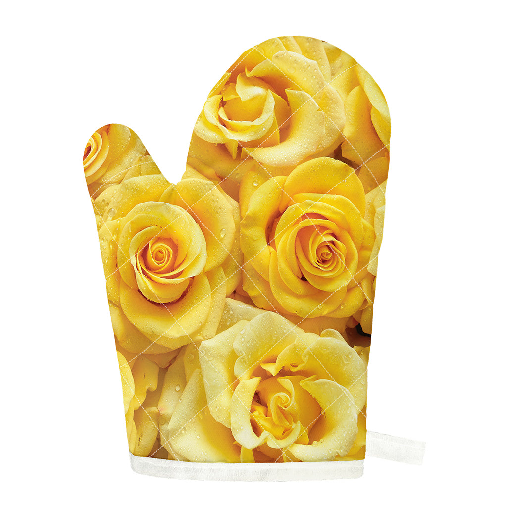 Yellow Rose Print Single Oven Mitt