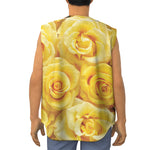 Yellow Rose Print Sleeveless Baseball Jersey