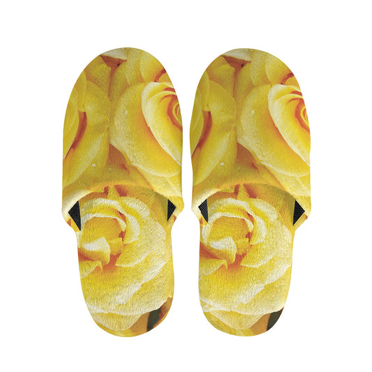 Yellow Rose Print Slippers