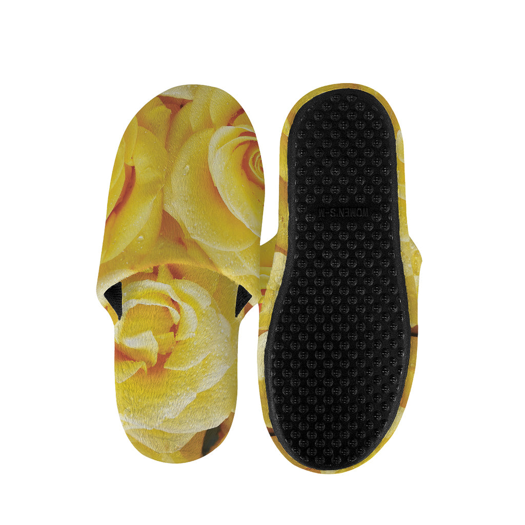 Yellow Rose Print Slippers