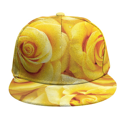 Yellow Rose Print Snapback Cap