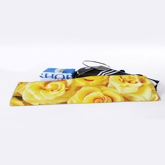 Yellow Rose Print Sports Towel