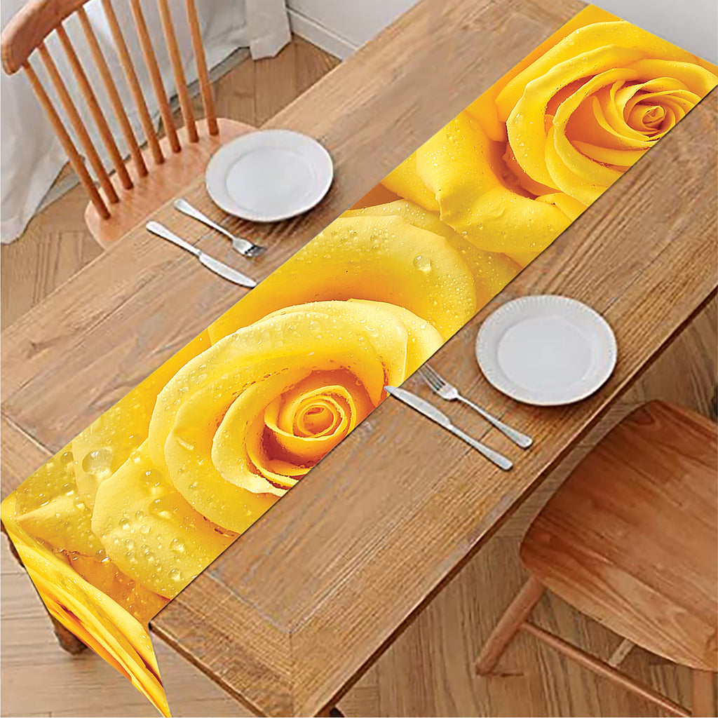 Yellow Rose Print Table Runner