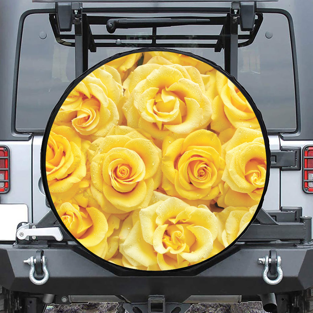 Yellow Rose Print Tire Cover