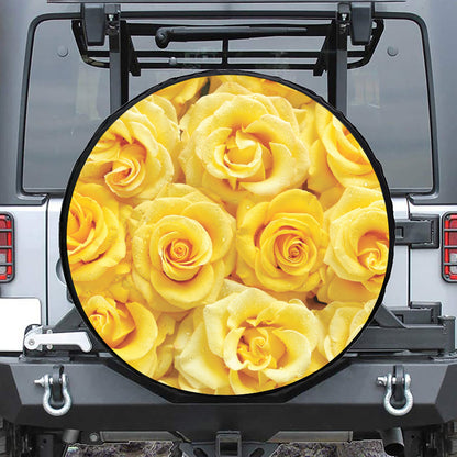 Yellow Rose Print Tire Cover