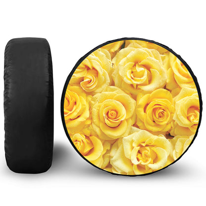 Yellow Rose Print Tire Cover