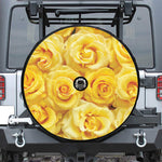 Yellow Rose Print Tire Cover With Camera Hole
