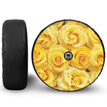 Yellow Rose Print Tire Cover With Camera Hole