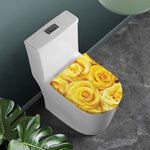 Yellow Rose Print Toilet Lid Cover