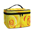 Yellow Rose Print Travel Makeup Bag