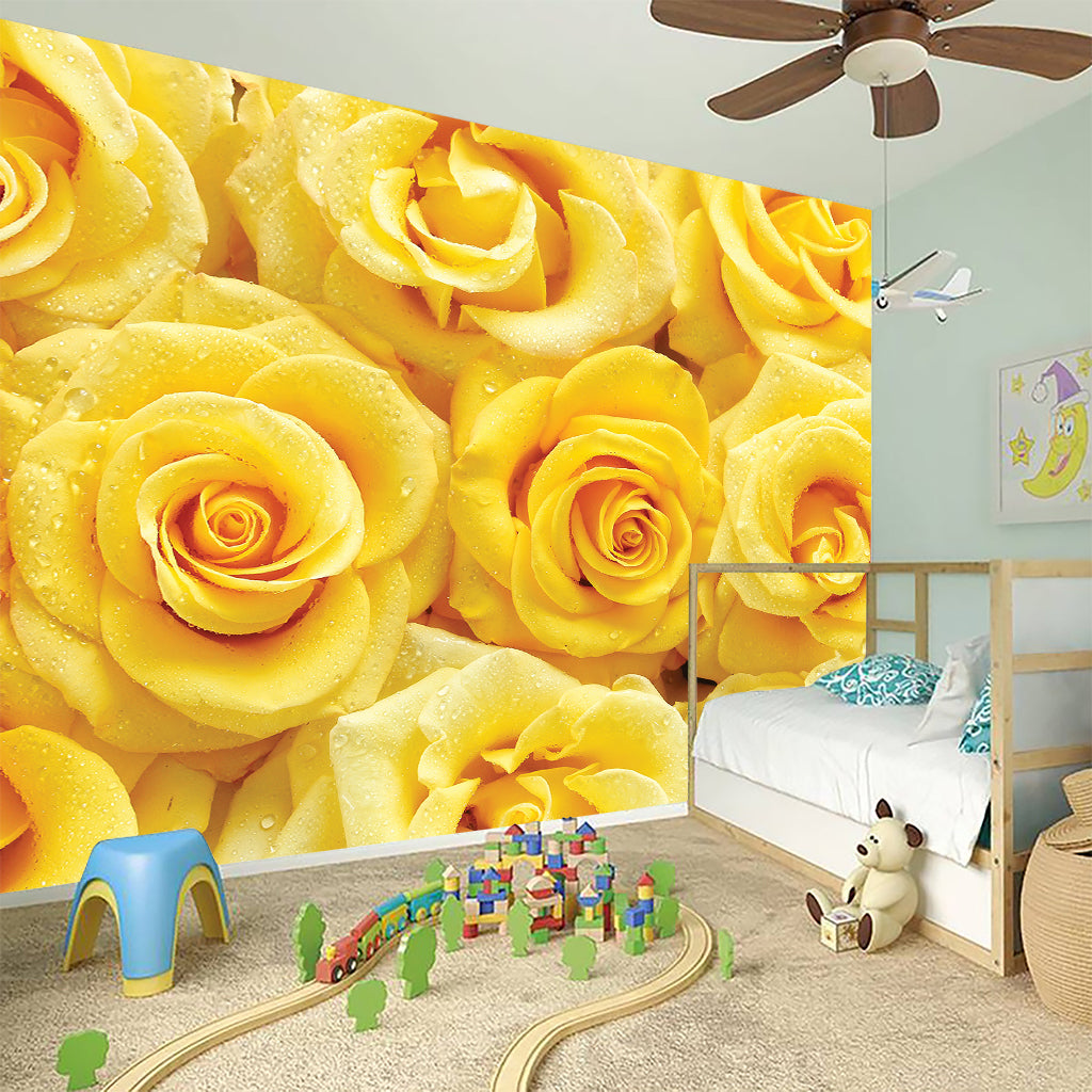Yellow Rose Print Wall Sticker