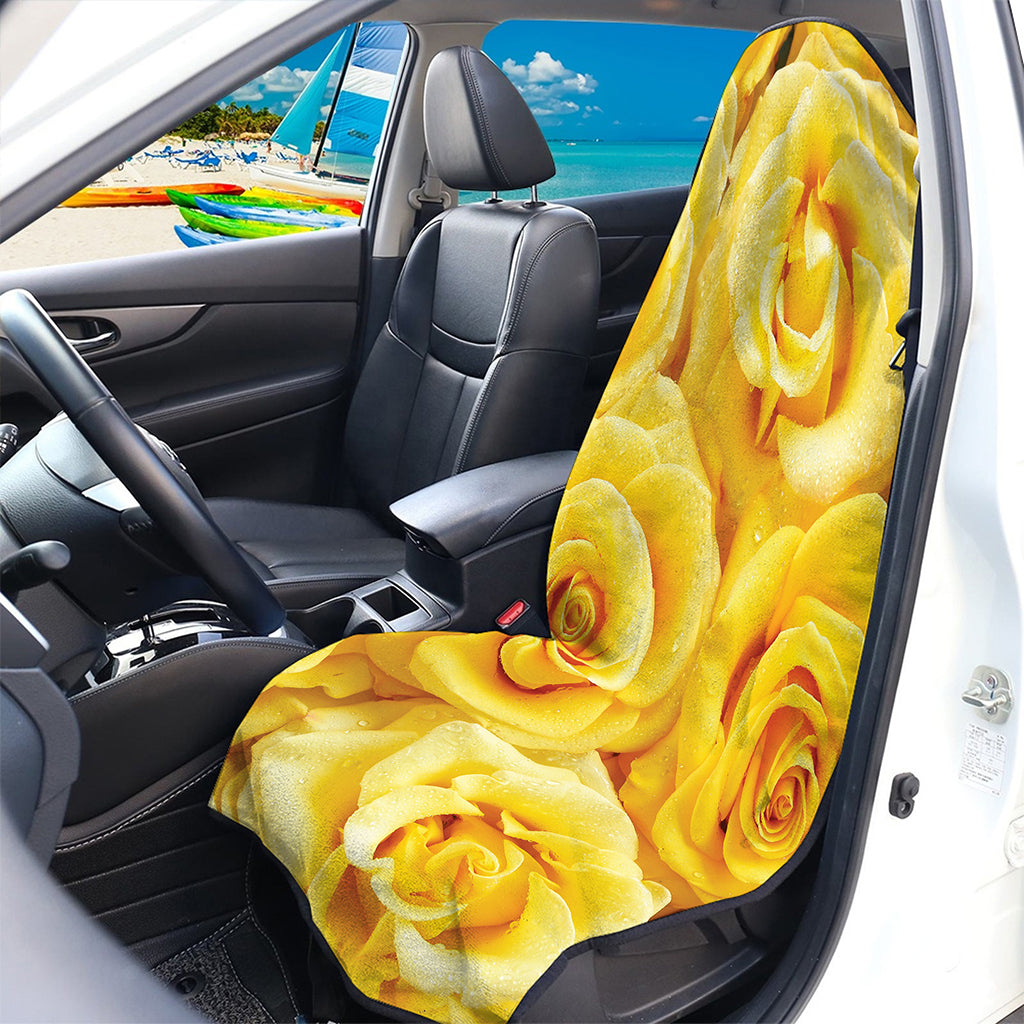 Yellow Rose Print Waterproof Car Seat Cover