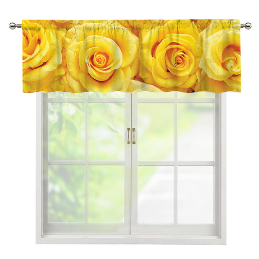 Yellow Rose Print Window Valance