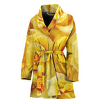 Yellow Rose Print Women's Bathrobe