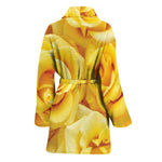 Yellow Rose Print Women's Bathrobe