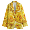 Yellow Rose Print Women's Cotton Blazer