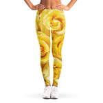 Yellow Rose Print Women's Leggings