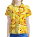 Yellow Rose Print Women's Polo Shirt