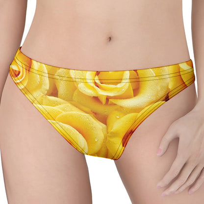 Yellow Rose Print Women's Thong