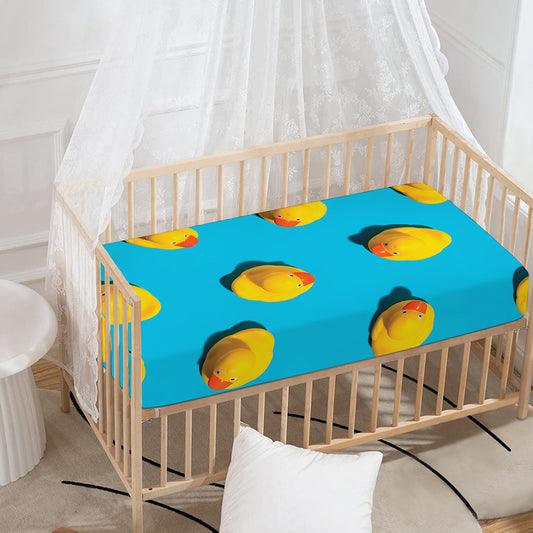 Yellow Rubber Ducks Print Baby Crib Sheet