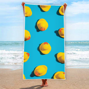 Yellow Rubber Ducks Print Beach Towel