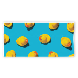 Yellow Rubber Ducks Print Beach Towel