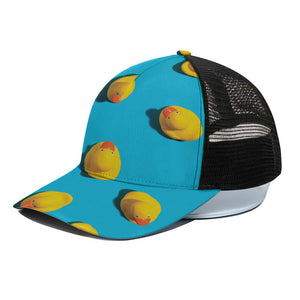 Yellow Rubber Ducks Print Black Mesh Trucker Cap