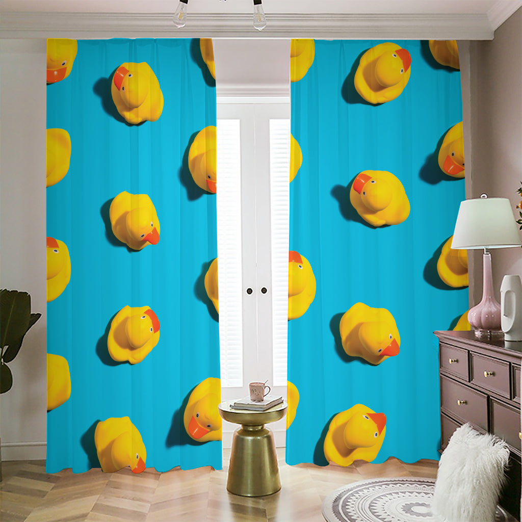 Yellow Rubber Ducks Print Blackout Pencil Pleat Curtains